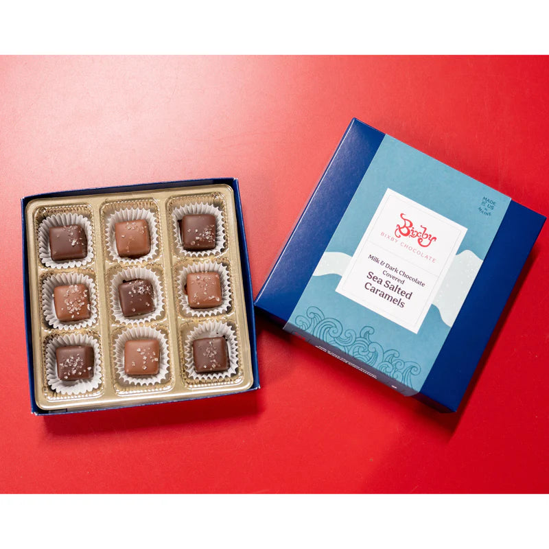 Dark + Milk Chocolate Maine Sea Salted Caramels Gift Box Case