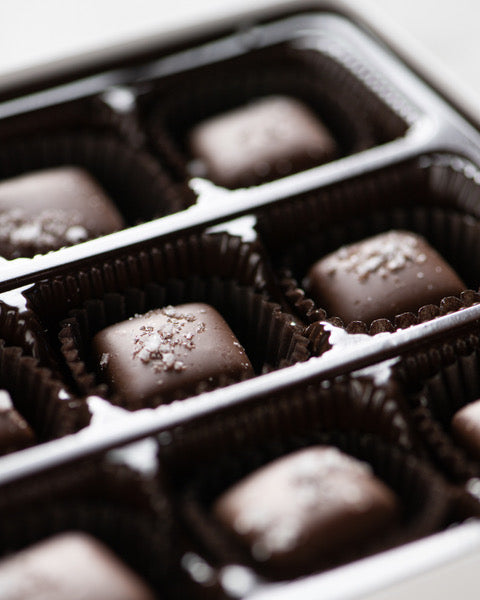 Dark + Milk Chocolate Maine Sea Salted Caramels Gift Box Case