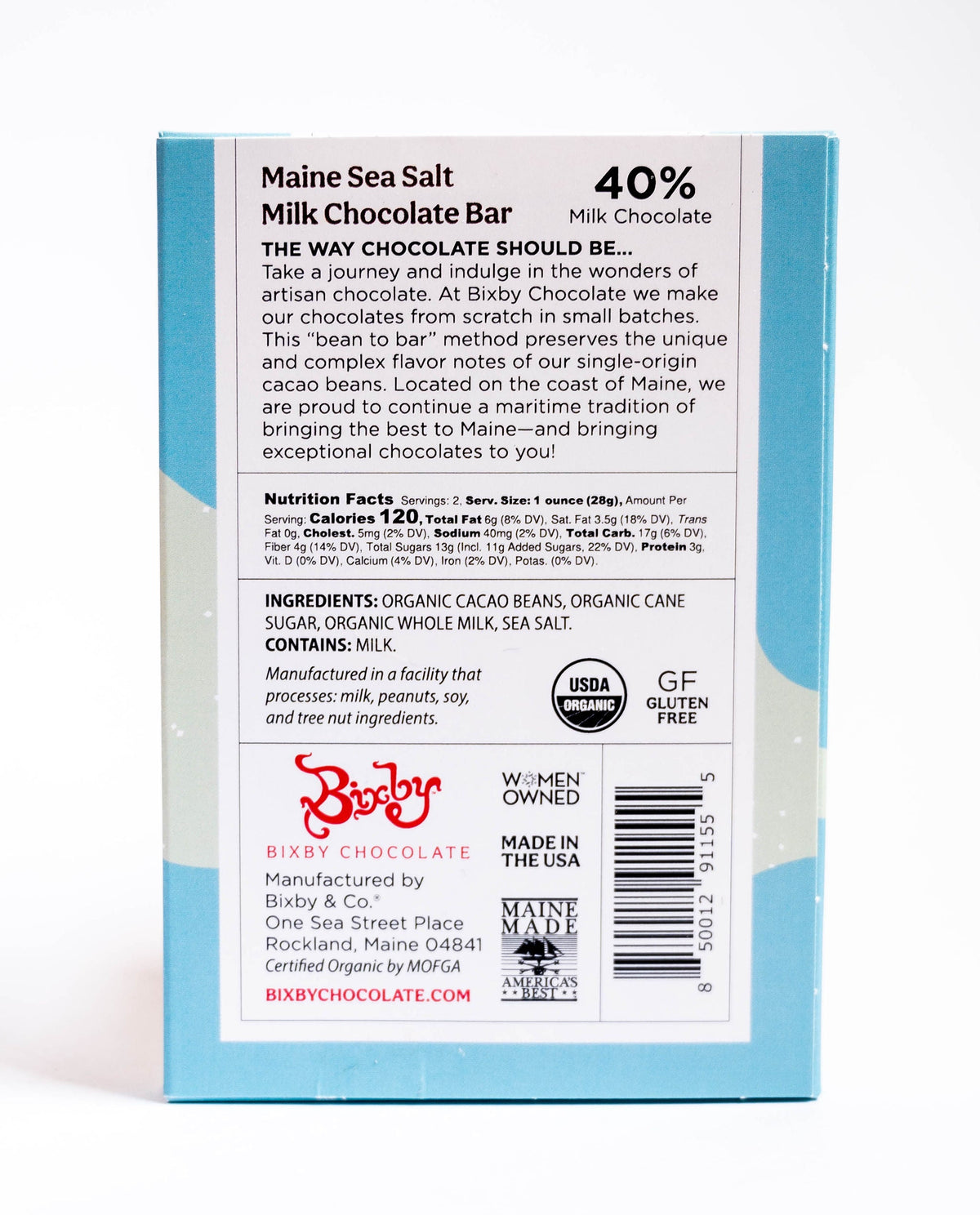 Organic Milk Chocolate Maine Sea Salt Bar